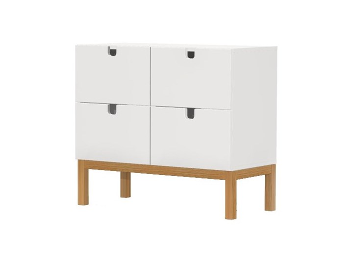 Tenzo Kubus Nowoczesna Biała Komoda, Biały Lakier Matowy, Nogi Drewniane 83 x 92 x 43 cm - 3501-001