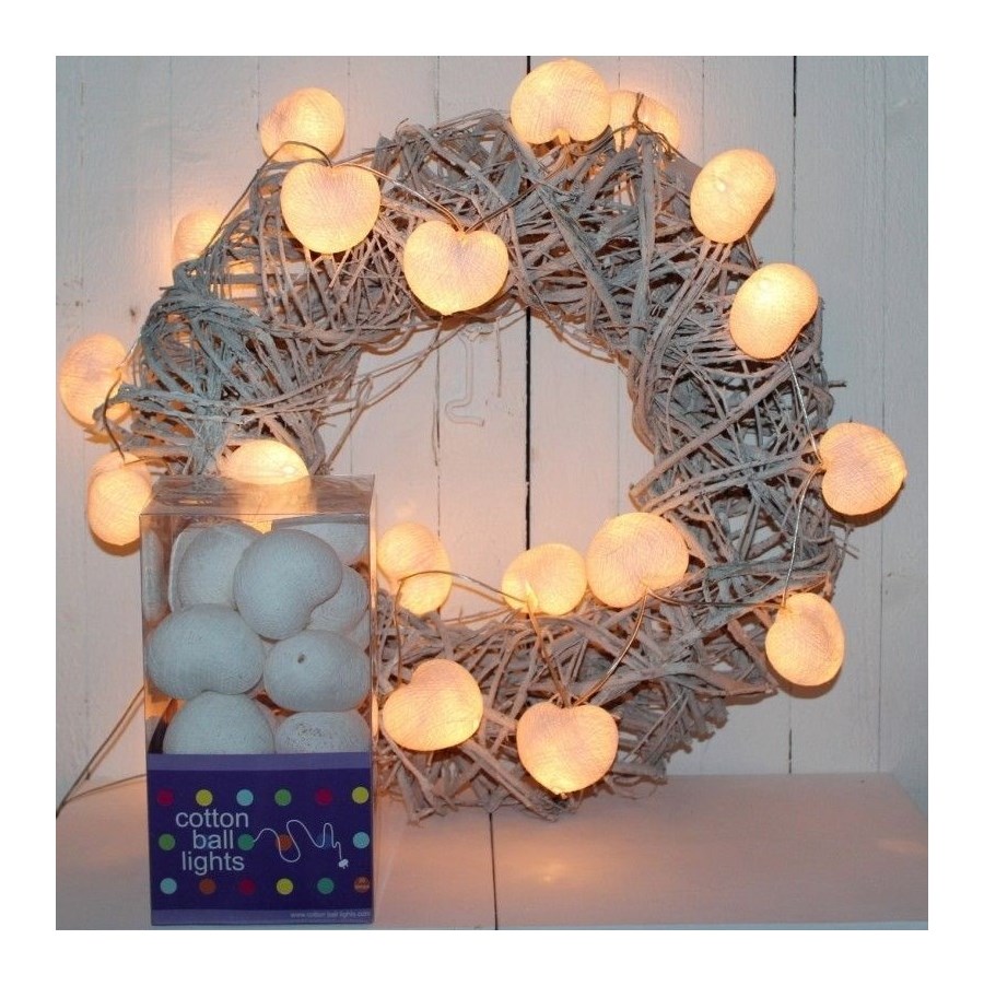 Cotton Ball Lights Serca białe 50 kul Oświetlenie dekoracyjne