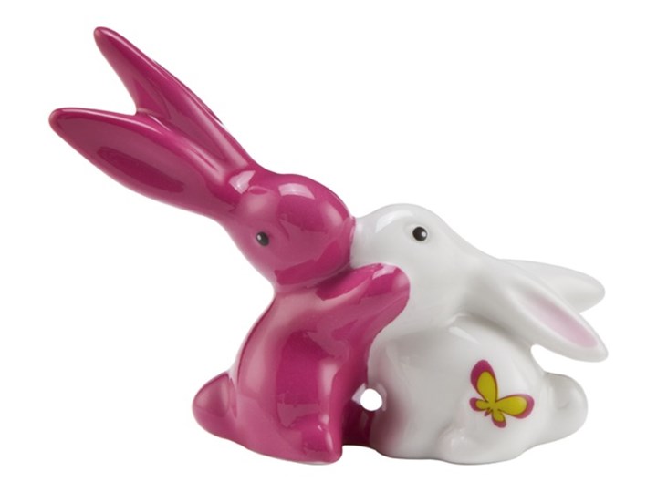 Figurka - Mini Króliczki zakochane -różowy i biały - Bunny de luxe
