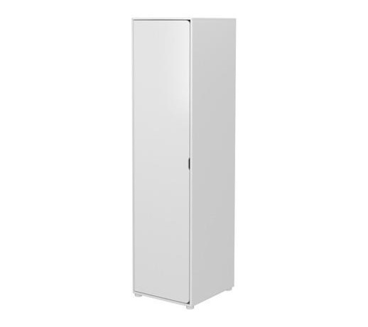Wysoka szafa CABBY z 1 drzwiami,4 półkami. 202,5x51x56,5, biały MDF