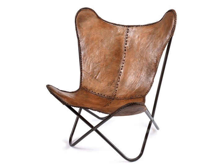 KRZESŁO BUTTERFLY BROWN LEATHER NORDAL