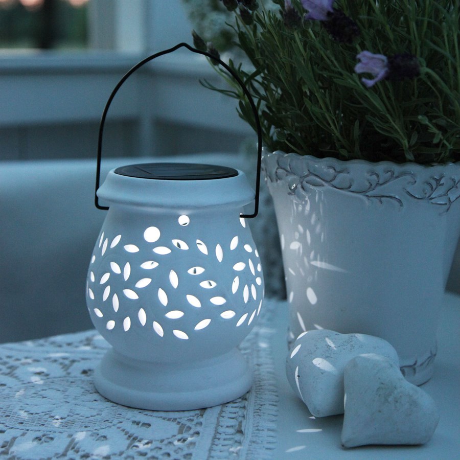 CLAY LANTERN - Laterna Solarna zewnętrzna Biały Wys. 14,5cm