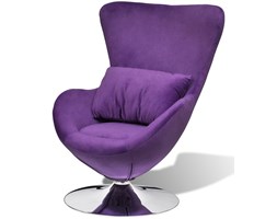 vidaXL Mały, fioletowy fotel obrotowy z poduszką Tkanina Tkanina Wysokość 35 cm Tkanina Styl nowoczesny