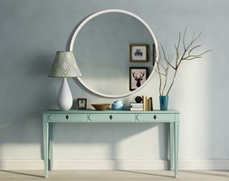 Lustro Scandi białe płyta MDF Ścienne szkło okrągłe Styl klasyczny