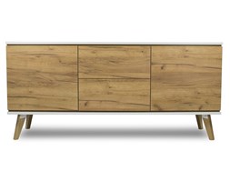 Szeroka komoda 160 cm - Skandica JORGEN 2+2 – złoty dąb Z szafkami i szufladami Wysokość 74 cm Drewno Głębokość 45 cm Styl Nowoczesny Styl klasyczny