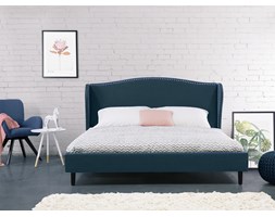 Łóżko granatowe - 180x200 cm - łóżko tapicerowane - stelaż - COLMAR tkanina tworzywo sztuczne tkanina metal tworzywo sztuczne Styl glamour