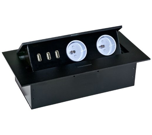ORNO Gniazda wpuszczane w blat ORNO AE-1324 3 USB 2 gniazda Czarny AE-1324