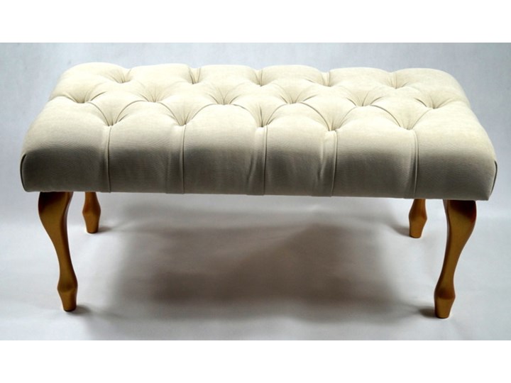 Ławeczka Pufka Pikowana Avila 1 Kremowy Nogi Ludwik Stare Złoto 80cm - 80 cm