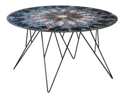 Stolik kawowy Prunus III L blat szklany Metal Wysokość 45 cm Szkło Marmur Okrągłe Rodzaj nóg Krzyżak