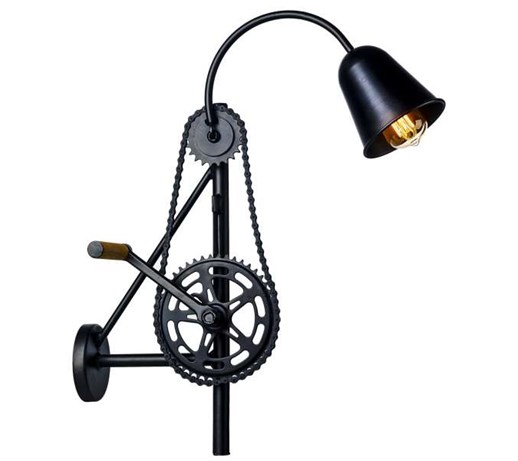 Kinkiet LAMPA ścienna BIKE 20211102 Kaspa dekoracyjna OPRAWA designerska metalowa zębatka łańcuch czarny