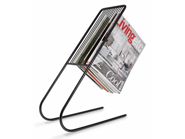 J-ME. Stojak na magazyny Float - czarny, stal, 51x17x36,6 cm
