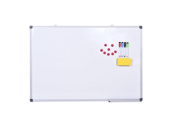Tablica dwustronna magnetyczna suchościeralna Alfa - 60x90cm + pisaki i gąbka