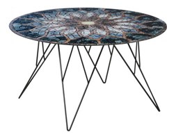 Stolik kawowy Prunus III L blat szklany Metal Wysokość 45 cm Szkło Marmur Okrągłe Rodzaj nóg Krzyżak