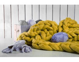 Pled z wełny czesankowej Woolsheep Mustard Koc Wełna Rozmiar 2 200x200 cm