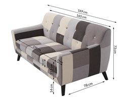 Sofa trzyosobowa Patchwork grey mix rozkładane Głębokość 78 cm Typ Pikowane Stała konstrukcja Rozkładanie