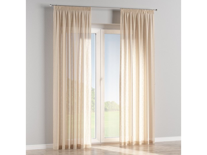 Dekoria Zasłona na taśmie marszczącej 1 szt., prześwitująca, beżowa, 1szt 130 × 260 cm, Romantica