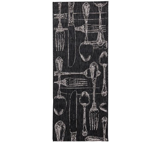 Dekoria Dywan Cottage Cutlery black/wool 60x180cm, 60 × 180 cm