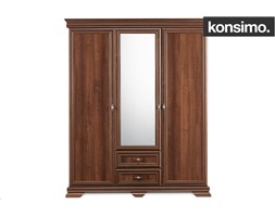 KONSIMO - IMPERIO Szafa ubraniowa / KONSIMO. Głębokość 62 cm Drewno Szerokość 158 cm Z lustrem Płyta MDF Otwierane skóra Wysokość 193 cm Styl klasyczny