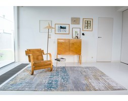 Dywan artystyczny (beżowo niebieski) - Long Island Blue 8718 tkanina Rozmiar 4 280x360 cm Bawełna Poliester Prostokątne Wzór Abstrakcyjny