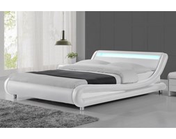 ŁÓŻKO TAPICEROWANE DO SYPIALNI 180X200 114 LED BIAŁE tkanina skóra drewno Styl klasyczny Rozmiar materaca 180x200 cm