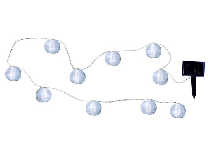 PARTY BALLS - Girlanda Solarna LED Zewnętrzna 10 lampionów Biały Dł.4,7cm