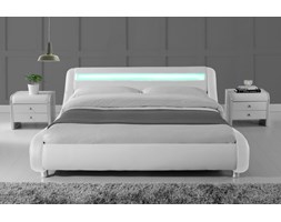ŁÓŻKO TAPICEROWANE DO SYPIALNI 180X200 114 LED BIAŁE tkanina skóra drewno Styl klasyczny Rozmiar materaca 180x200 cm