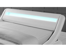 ŁÓŻKO TAPICEROWANE DO SYPIALNI 180X200 114 LED BIAŁE tkanina skóra drewno Styl klasyczny Rozmiar materaca 180x200 cm