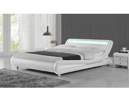 ŁÓŻKO TAPICEROWANE DO SYPIALNI 180X200 114 LED BIAŁE tkanina skóra drewno Styl klasyczny Rozmiar materaca 180x200 cm