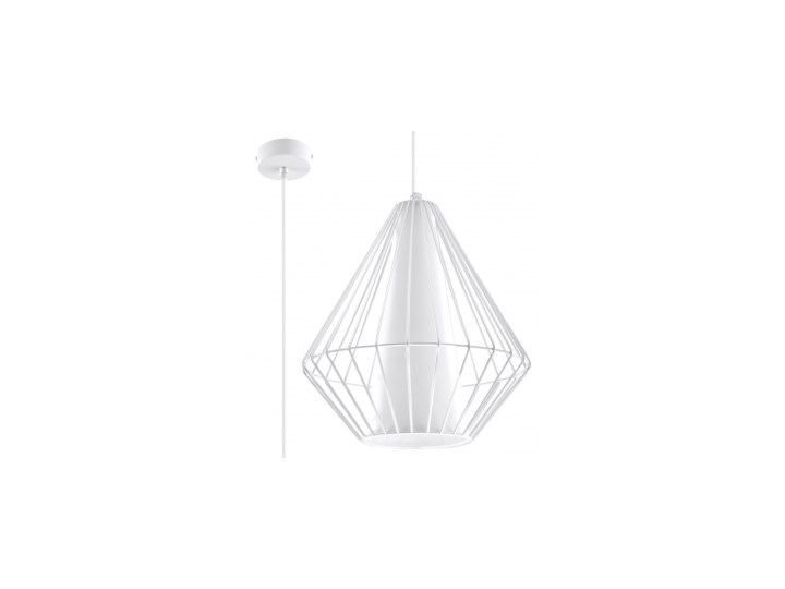 Druciana LAMPA wisząca RETOLA industrialna OPRAWA zwis druciak LOFT siatka wire metalowa KLATKA skeleton biały