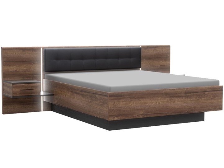 Łóżko 160 x 200 i Szafki Nocne BLQL161B-N09 Bellevue Forte Dąb Szlachetny, Dąb Czarny