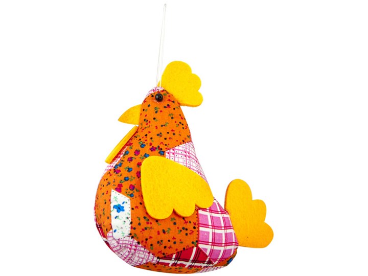 Zawieszka szmaciana Kura w kratkę pomarańcz 16 cm