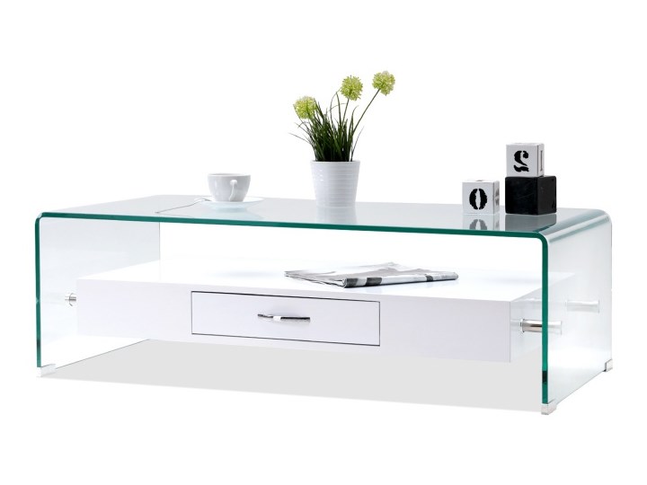 Ława Opal biała 111x55 cm z szufladami