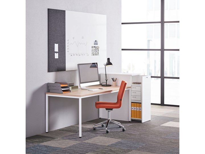 Biurko Modulus rama 4 nogi 1800x800 mm biała rama dąb