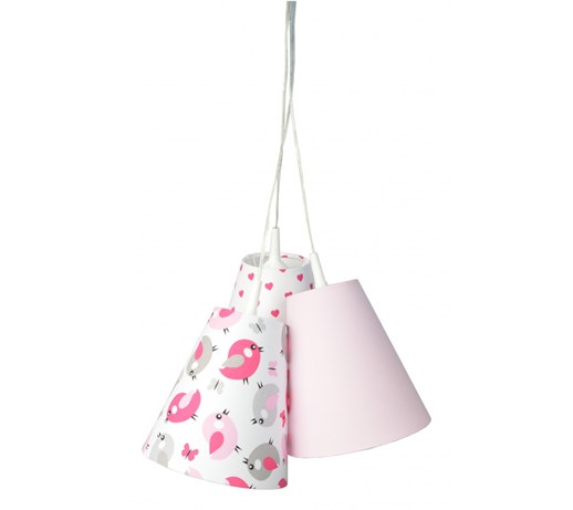 Lampa wisząca dzwoneczki w różowe ptaszki