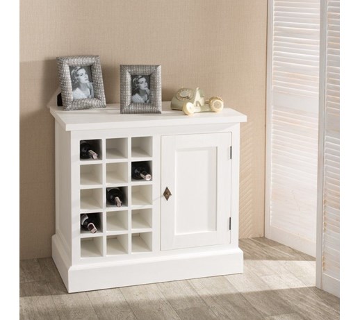 Dekoria Szafka na wino Brighton 85cm white, 85 × 48 × 80 cm