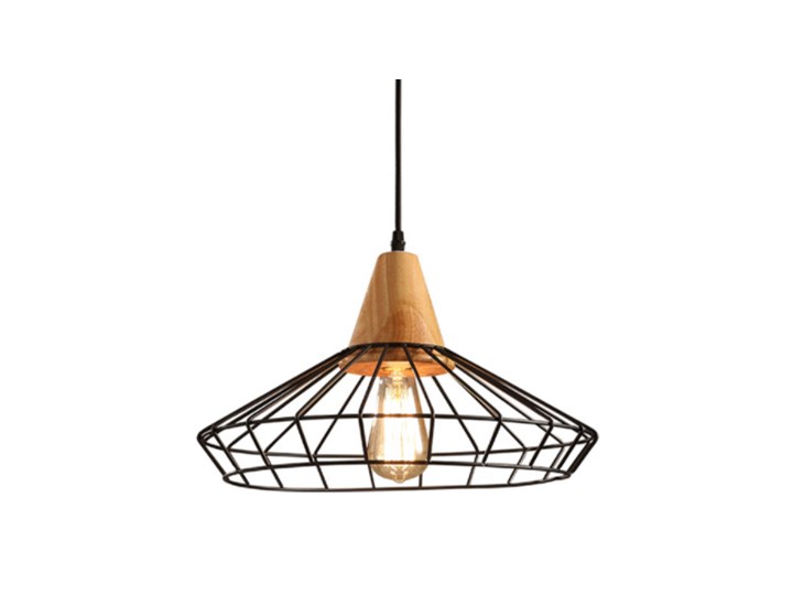 Lampa wisząca Scandi metal drewno E27 LED