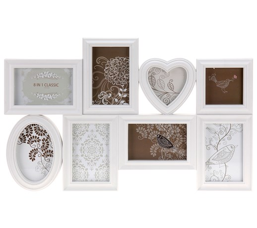 Ramka na zdjęcia GLAMOUR multirama na 8 zdjęć biała 60x38 cm