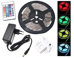 Taśma LED RGB, zasilacz, sterownik, pilot. 300LED full kolor