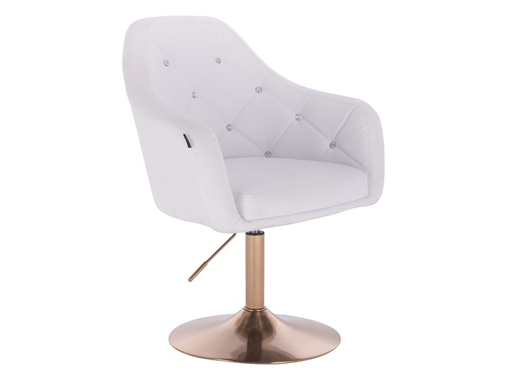 FOTEL HR830 BIAŁA SKÓRA ZŁOTA PODSTAWA
