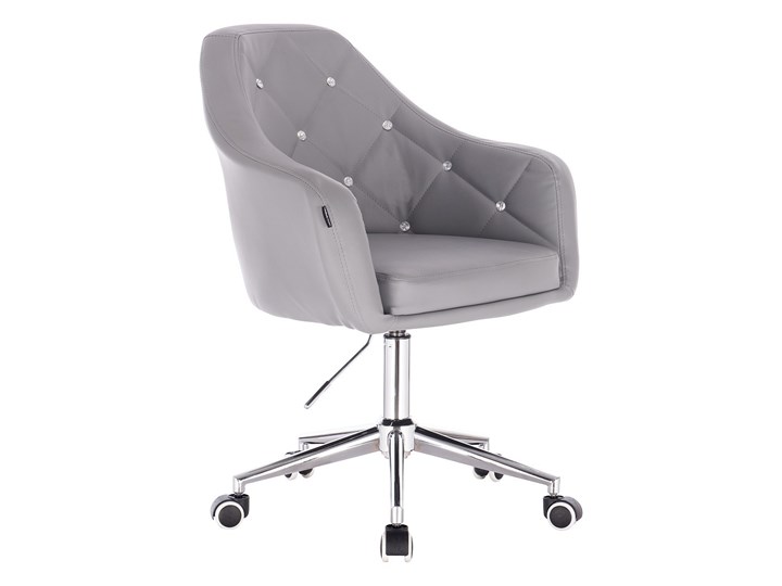 FOTEL HR830 SZARA SKÓRA CHROM KÓŁKA