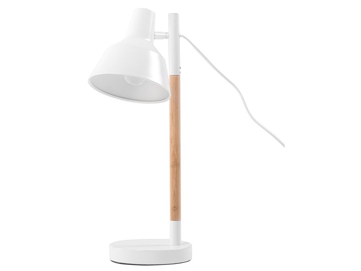 Lampa biurkowa nocna drewno regulowana biała ALDAN