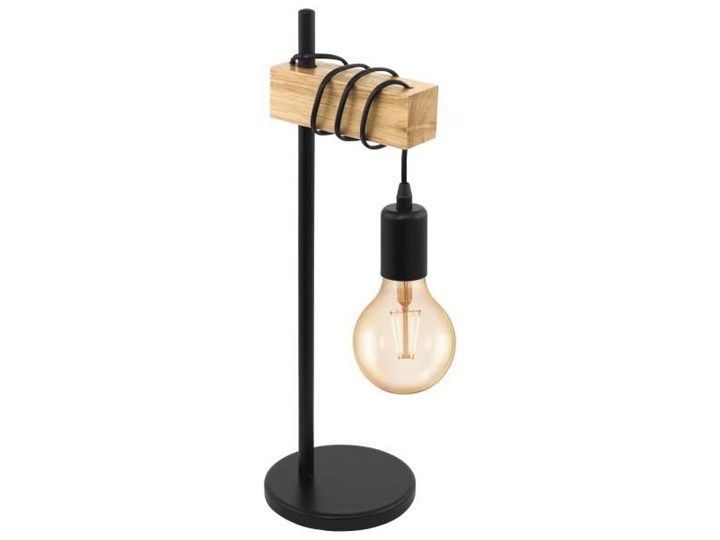 Stojąca LAMPA stołowa TOWNSHEND 32918 Eglo rustykalna LAMPKA biurkowa belka żarówka przewód drewno czarny