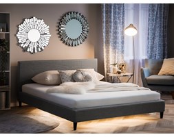 Łóżko jasnoszare tapicerowane LED biały 180 x 200 cm FITOU