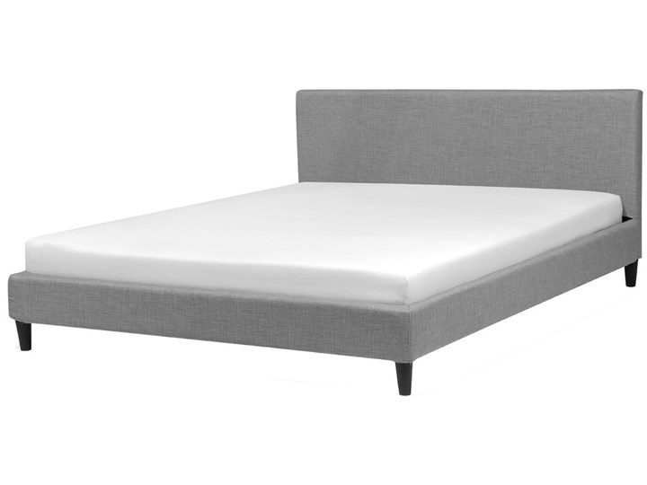 Łóżko jasnoszare tapicerowane LED biały 180 x 200 cm FITOU
