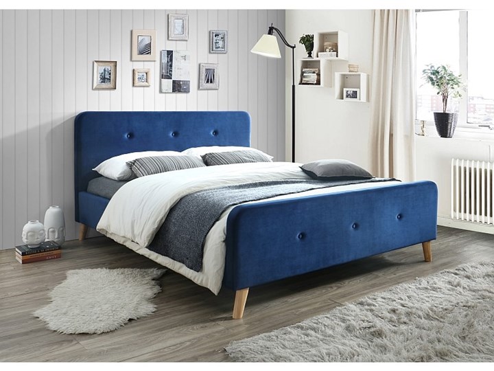 ŁÓŻKO MALMO VELVET 160X200 KOLOR GRANAT/DĄB TAPICERKA BLUVEL 86