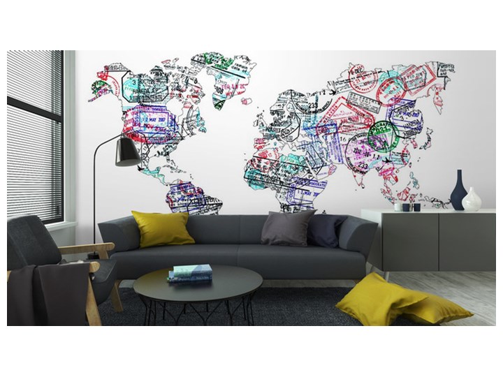 Fototapeta Mapa Świata Znaczki Paszport Samodzielnie
