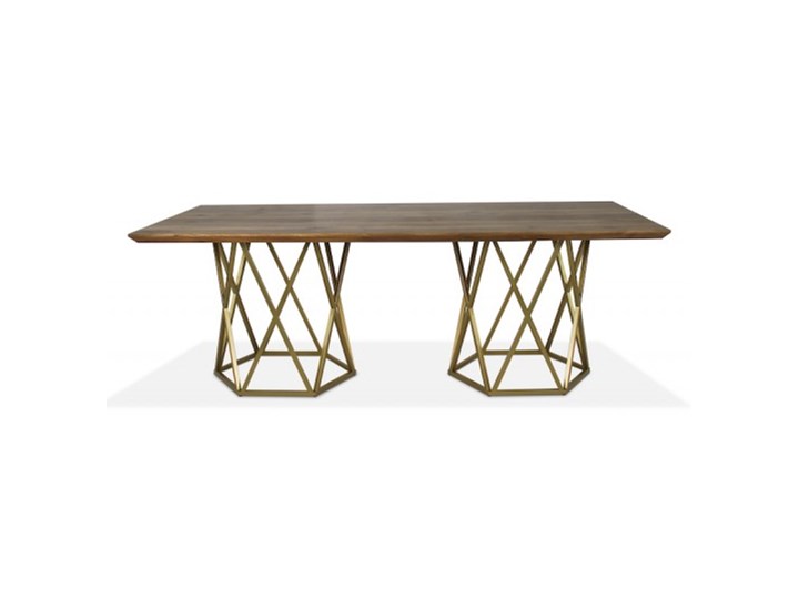 Stół Corner Duo 220 x 100 cm czarny mat obłoga dąb naturalny - krawędź prosta