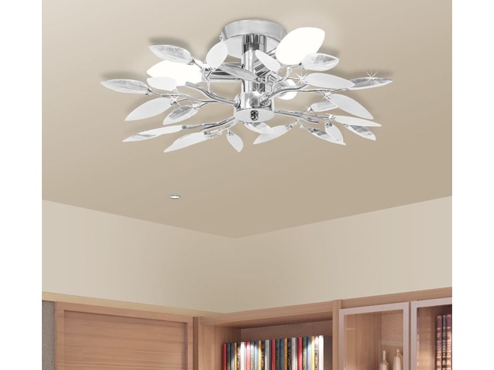 vidaXL Lampa sufitowa białymi i bezbarwnymi listkami, 3 żarówki E14