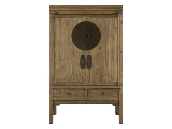 Szafa TRAPANO - 2 drzwi i 2 szuflady - dł.105 cm - Drewno wiązu - Naturalny