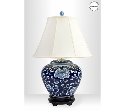 Lampa stołowa, ceramiczna -PEONY COBALT